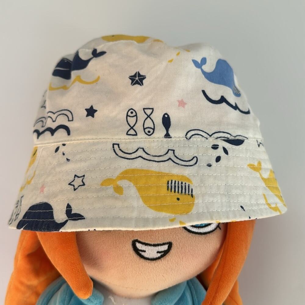 Toddler Bucket Hat Colorful with Whales Protect from the Sun, 100% Cotton